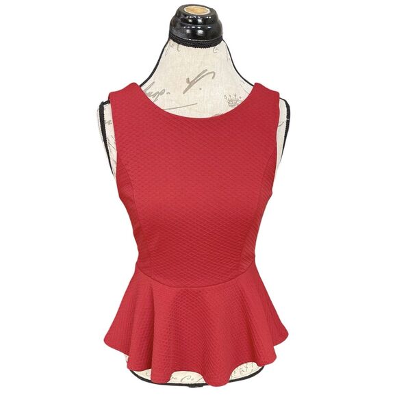 Forever 21 Womens Red Peplum Top  Medium Elegant Party Feminine Date Night Y2k - Picture 1 of 12